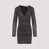 Missoni Fitted Mini Dress With Multicolored Zigzag In Gray
