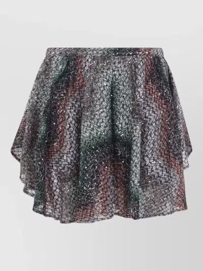 Missoni Caperdoni Mini Skirt Asymmetric Metallic Texture In Gray
