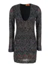 Missoni Fitted Mini Dress With Multicolored Zigzag In Gray