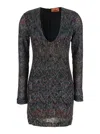 Missoni Fitted Mini Dress With Multicolored Zigzag In Black