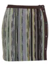 Missoni Striped Skirt With Button And Elastic Waistband In Gray