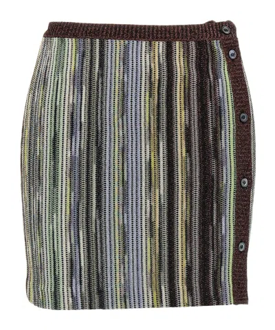 MISSONI MISSONI STRIPED SIDE BUTTONED MINI SKIRT