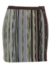 Missoni Striped Skirt With Button And Elastic Waistband In Grün