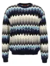 Missoni Crew Neck Sweater With Flame Zigzag Pattern In Multi