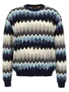 Missoni Crew Neck Sweater With Flame Zigzag Pattern In Multi