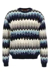 Missoni Crew Neck Sweater With Flame Zigzag Pattern In Multi