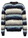 Missoni Crew Neck Sweater With Flame Zigzag Pattern In Multi