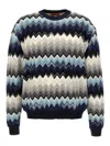 Missoni Crew Neck Sweater With Flame Zigzag Pattern In Multi