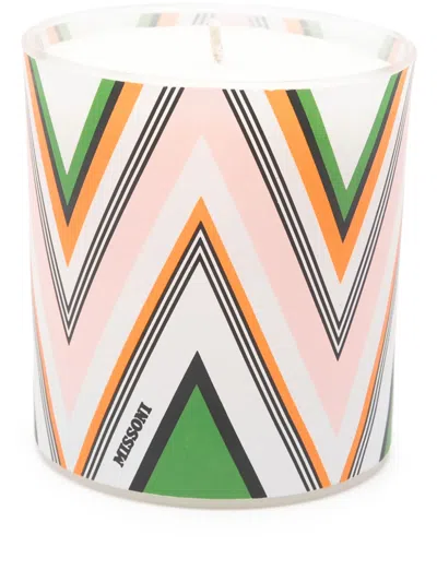 Missoni Chevron Print Glass Scented Candle Home In Multicoloured