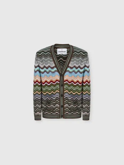 Missoni Cardigan Aus Baumwolle Und Viskose Mit Chevron-muster Und Griechischem Motiv In Multi