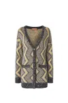 Missoni Paillette Chevron V-neck Maxi Cardigan In Gold/black