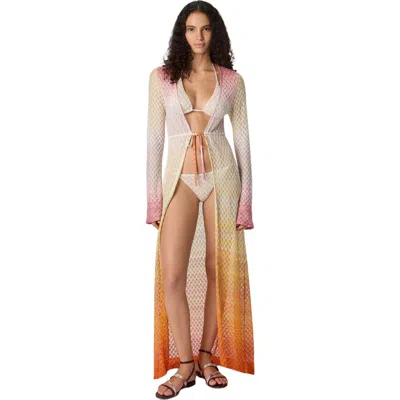 Missoni Cardigan In Lamé Viscose With Dégradé Spiderweb Motif In Multi