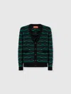 Missoni Cardigan In Pure Wool With Wave Stitch In Green