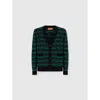 Missoni Cardigan In Pure Wool With Wave Stitch In Green