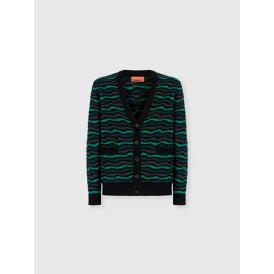 MISSONI MISSONI CARDIGAN IN PURE WOOL WITH WAVE STITCH