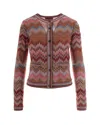 Missoni Cardigan In Viscosa Chevron Motivo Snake Con Tasche Applicate In Multi