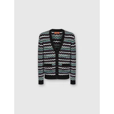 MISSONI MISSONI CARDIGAN IN WOOL-COTTON BLEND WITH ZIGZAG