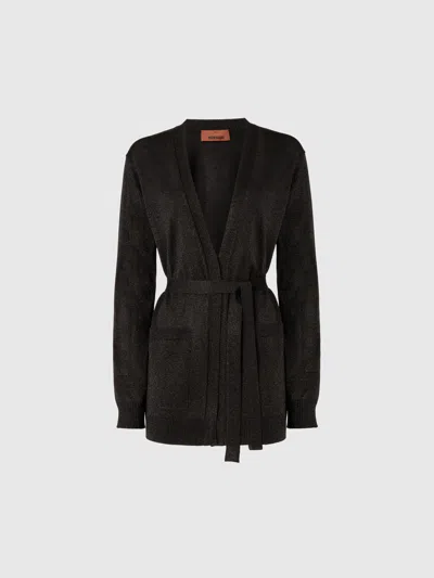 Missoni Cardigan With Belt In Lamé In Black