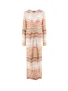 Missoni Multicolor Long Dress With Decorative Sequins And Zig Zag Motif In Viscose Blend Woman In Multicolor