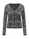 Missoni Multicolor Pattern Cardigan In Multicolor Blue