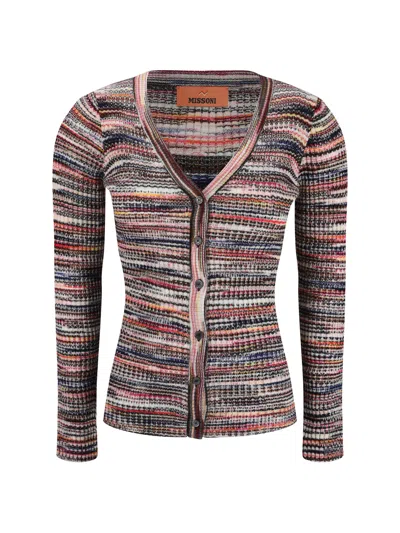 Missoni Striped Cardigan In Pink