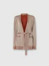 Missoni Womens Rose Gold Tones Belted Metallic Knitted Cardigan