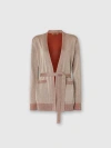 Missoni Womens Rose Gold Tones Belted Metallic Knitted Cardigan In Neutral