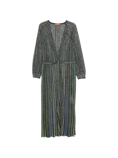 Missoni Cardigan With Blue/multicolored Sequins In Green