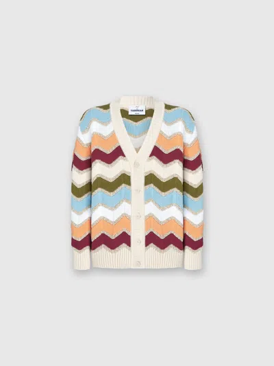 Missoni Cardigan Mit Makro-zickzack- Und Melange-details In White,orange