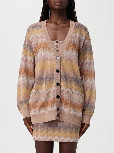Missoni Metallic Crochet-knit Cardigan In Brown