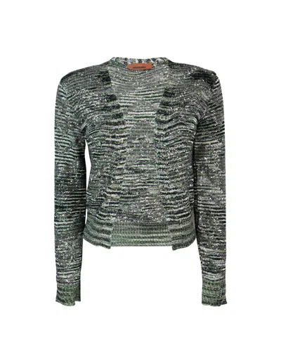 Missoni Cardigan Zig-zag Verde Scuro In Multicolour