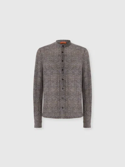 Missoni Cashmere And Viscose Shirt With Band Collar In Multi