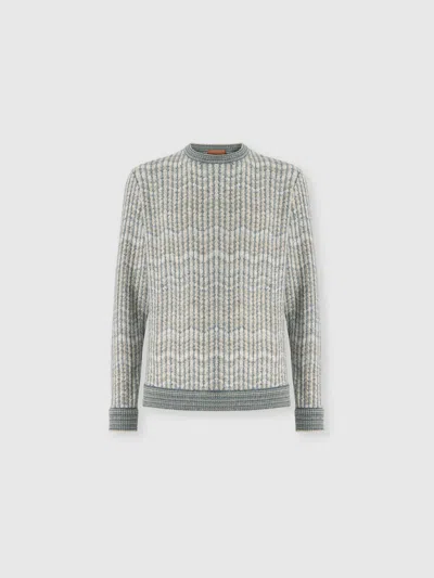 Missoni Cashmere And Viscose Zig Zag Pullover In Green