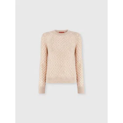 Missoni Cashmere Crewneck Sweater With Lace Pattern In Neutral