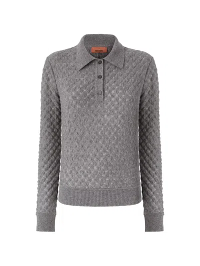 Missoni Cashmere Polo Shirt In Gray