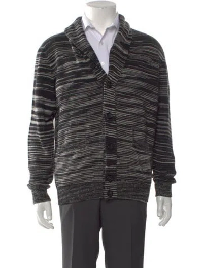 Pre-owned Missoni Cashmere Striped Cardigan In Black