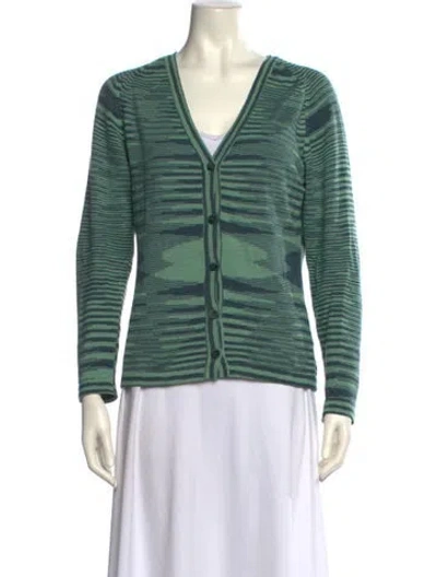 Pre-owned Missoni Cashmere Striped Sweater In Green