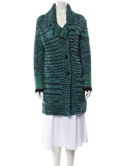 Pre-owned Missoni Cashmere Tweed Pattern Coat In Blue