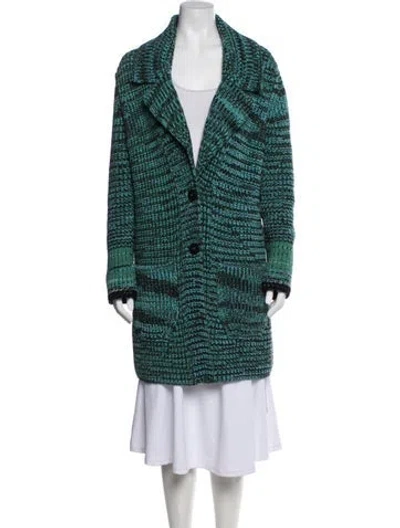 Pre-owned Missoni Cashmere Tweed Pattern Coat In Blue
