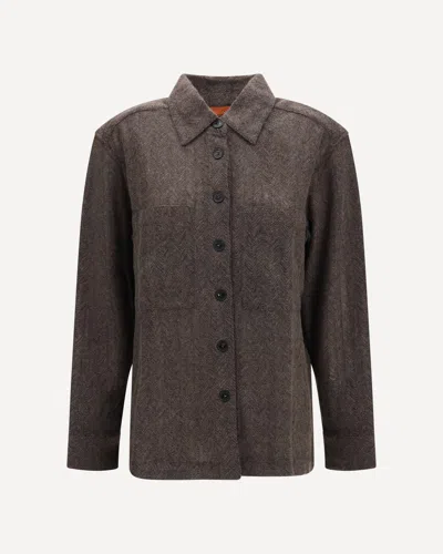 Missoni Cashmere-blend Zig Zag Shirt In Brown