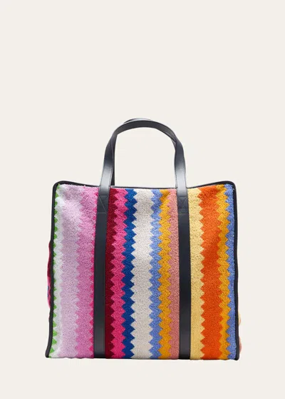Missoni Zigzag Cotton Tote Bag In Arancio Multicolo