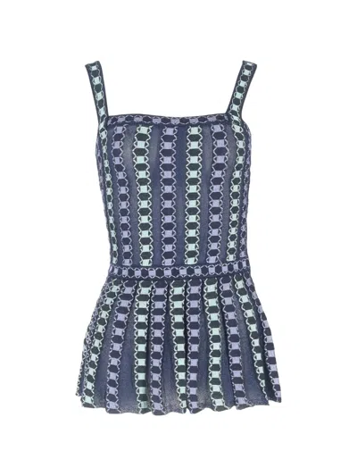 Pre-owned Missoni Chain-print Top In Blue