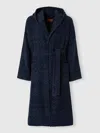 Missoni Chalk Bathrobe In Cotton Terry With Zigzag Pattern In Blue