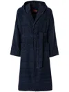 Missoni Chalk Bathrobe In Cotton Terry With Zigzag Pattern In Blue