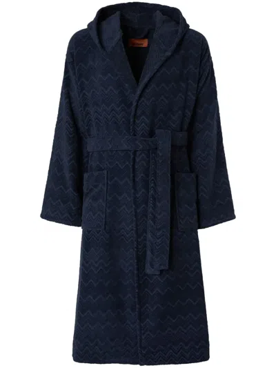 MISSONI CHALK COTTON HOODED BATHROBE