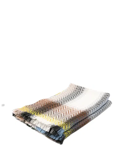 Missoni Check New Zig-zag Fringed Throw In Gray