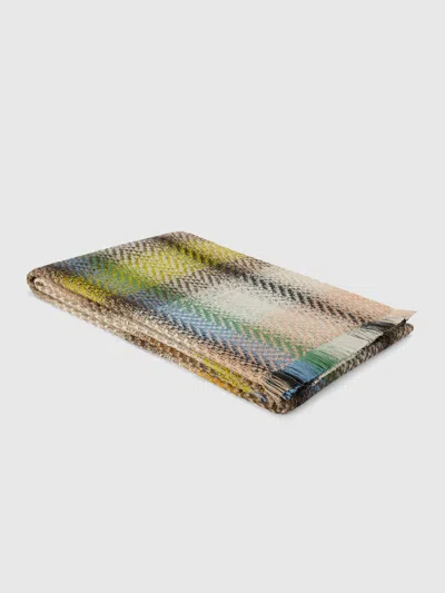 Missoni Check Plaid Aus Wollmischgewebe 130x190 Cm In Beige,mehrfarbig