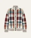 Missoni Oversized Buttoned Cardigan With Check Pattern In White/burgundy