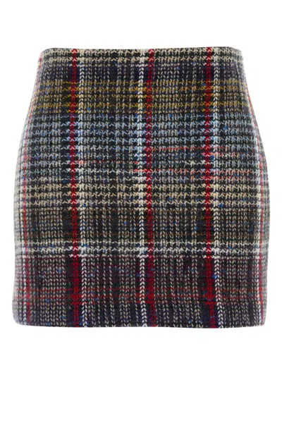 Missoni Checked Embroidered Wool Mini Skirt In Multi