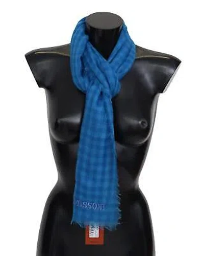 Pre-owned Missoni Women's Blue Checkered Silk Scarf - Scarves & Shawls -size One Size